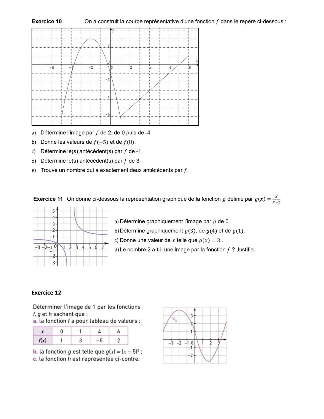 # Fiche d'exercices. Généralités sur les fonctions
Exercice 1
Notion de fonction
1) On considère le programme de calcul ci-contre.
Parmi