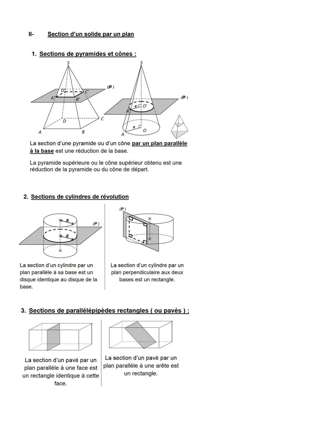 GEOMETRIE DANS L'ESPACE
|-
Formules d'aire et de volume.
Formules d'aires, en dimension 2
1) Les parallélogrammes
Tous les parallélogram