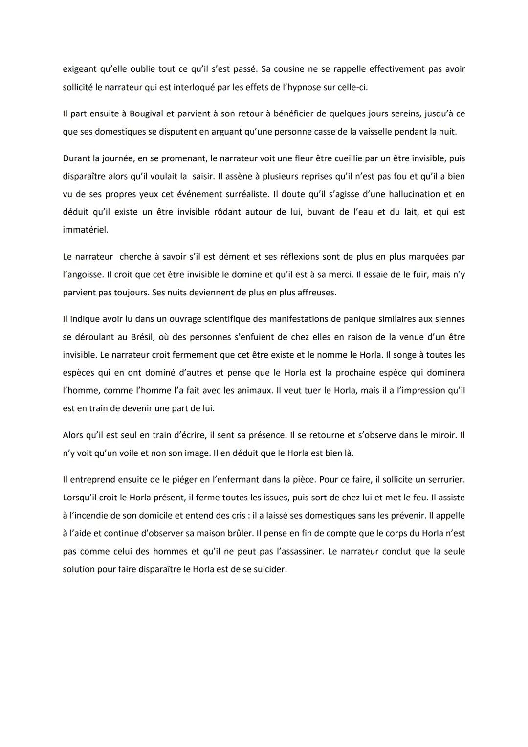 RESUME - LE HORLA
GUY DE MAUPASSANT (1886)
Le Horla est une nouvelle fantastique écrite par Guy de Maupassant et parue pour la
première fois