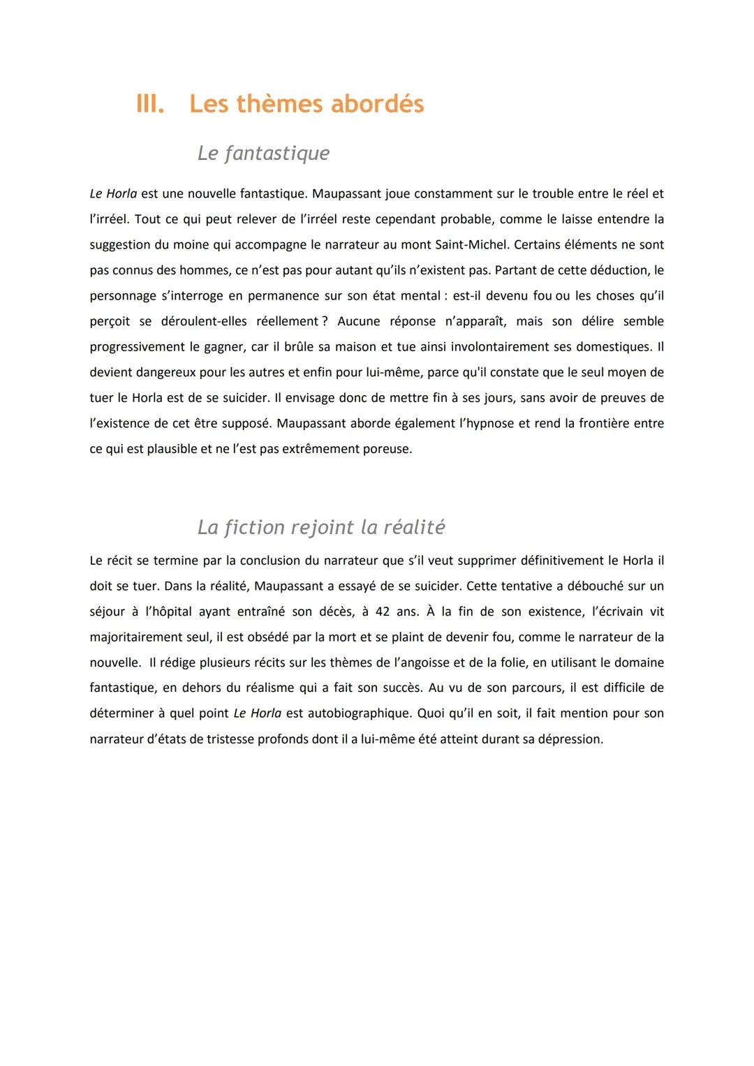 RESUME - LE HORLA
GUY DE MAUPASSANT (1886)
Le Horla est une nouvelle fantastique écrite par Guy de Maupassant et parue pour la
première fois