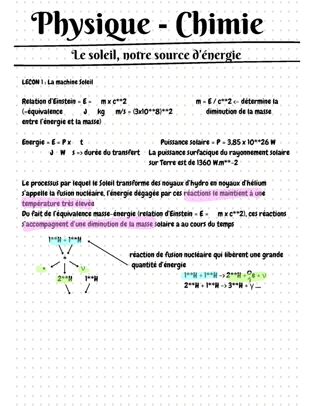 Le soleil, notre source d'énergie