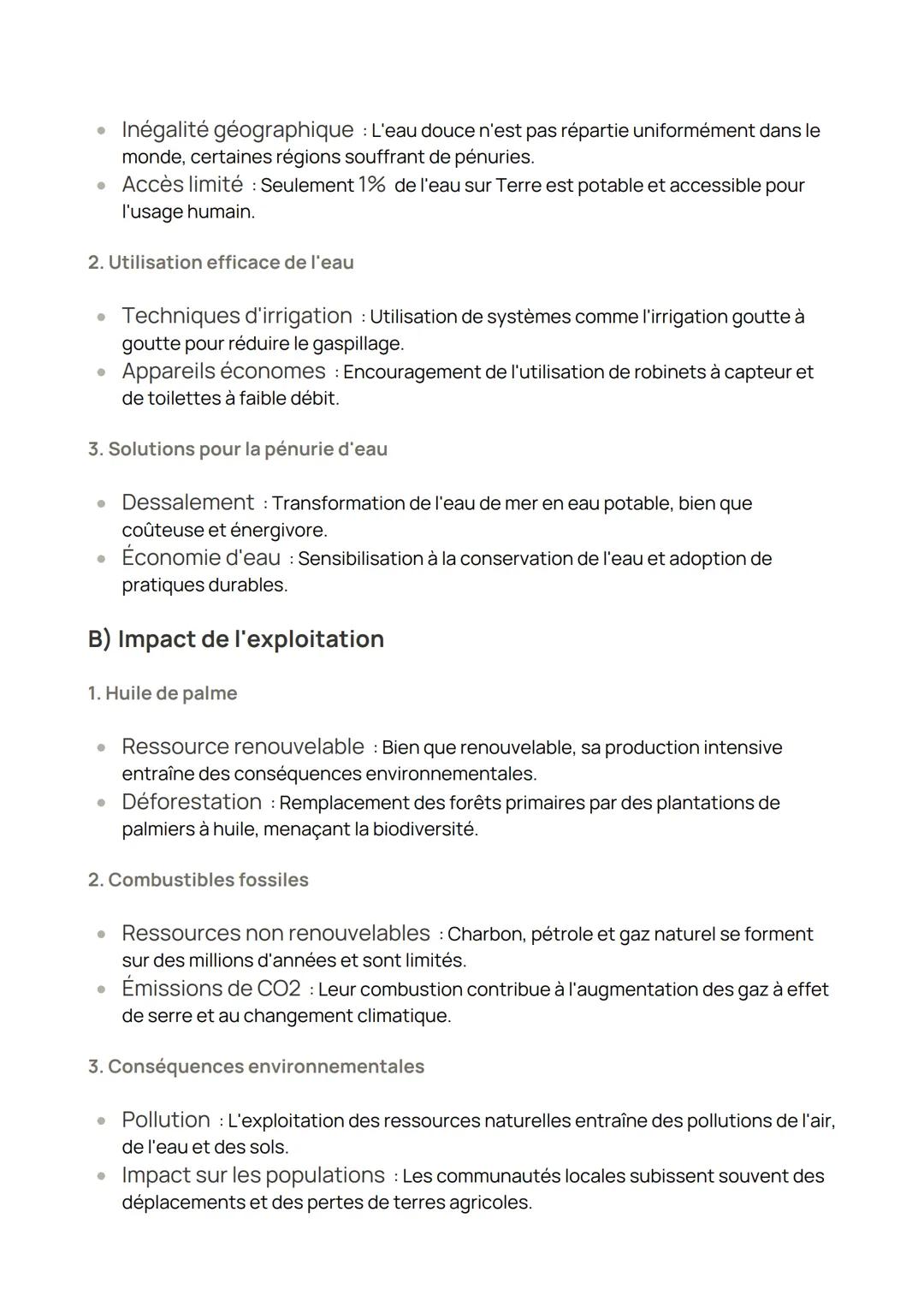I. Les Ressources Naturelles
A) Définition des ressources naturelles
1. Matière minérale
• Ressources minérales : Matières extraites de la t