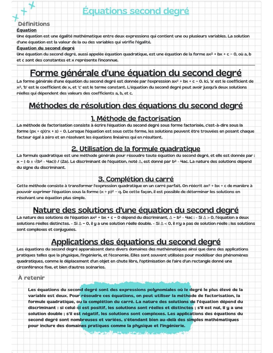 Équations second degrés