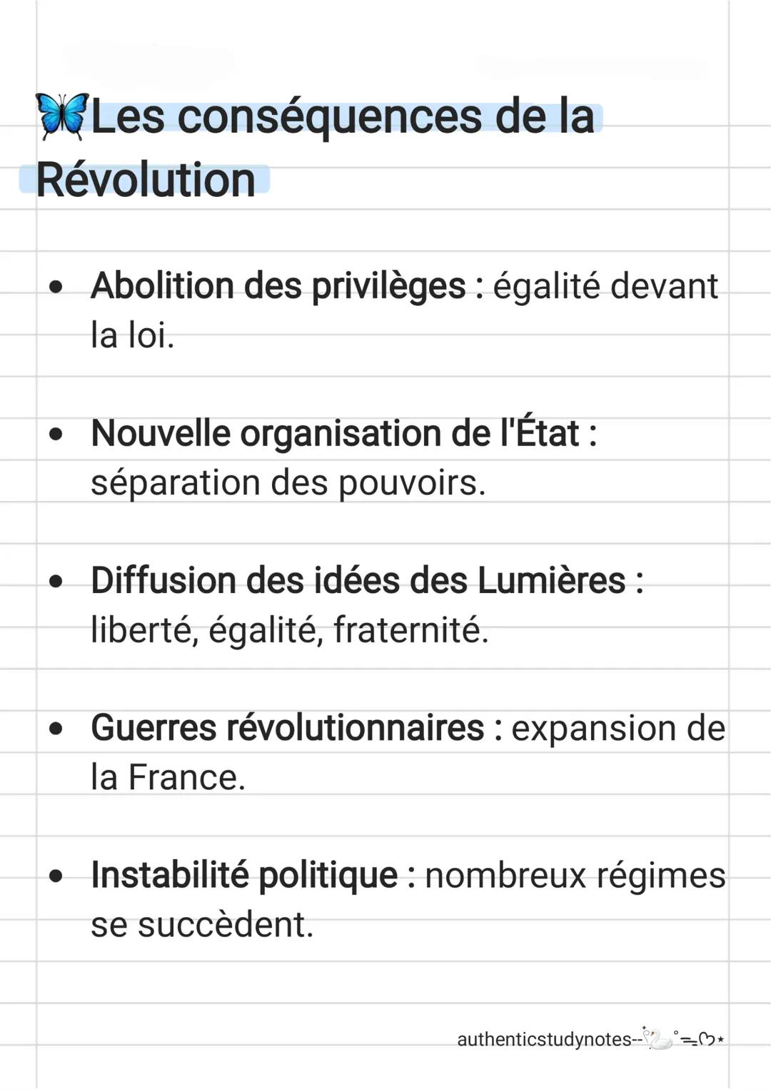 La Révolution française: Fiche
de révision
Les causes de la Révolution
(fin XVIIIe siècle)
• Crise économique: endettement de
l'État, mauvai