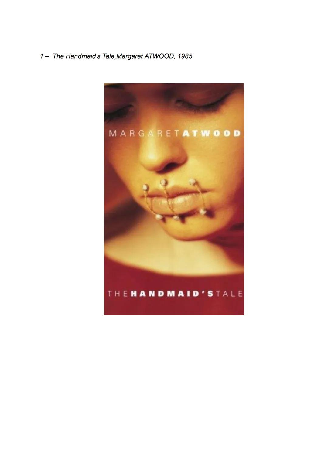 1- The Handmaid's Tale, Margaret ATWOOD, 1985
MARGARET ATWOOD
THEHANDMAID'S TALE 2- Anne of Green Gables, Lucy MAUD MONTGOMERY, 1908
1
5
"Oh