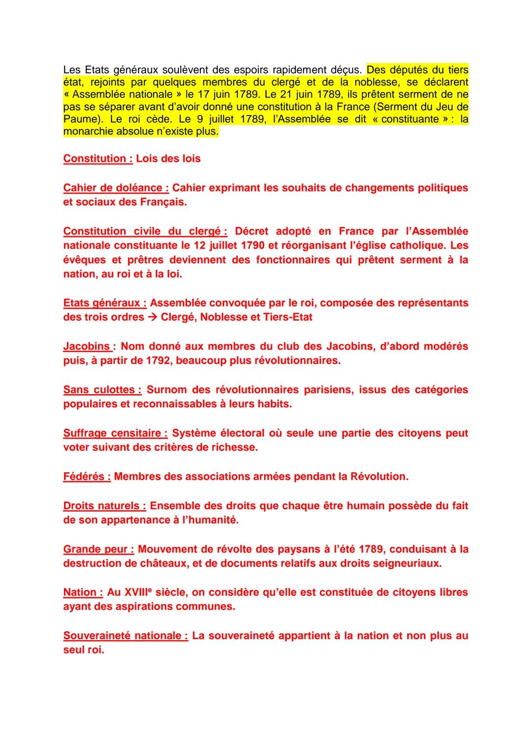 Thème 1: L'Europe face aux révolutions
Chapitre 1: La révolution française et l'Empire : vers la conception
moderne de la nation
Quatre gran