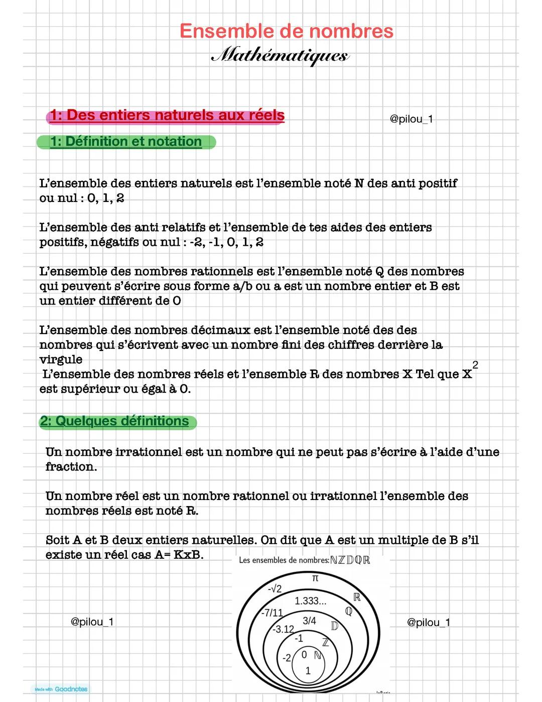 Chapitre 1: Ensemble de nombres
