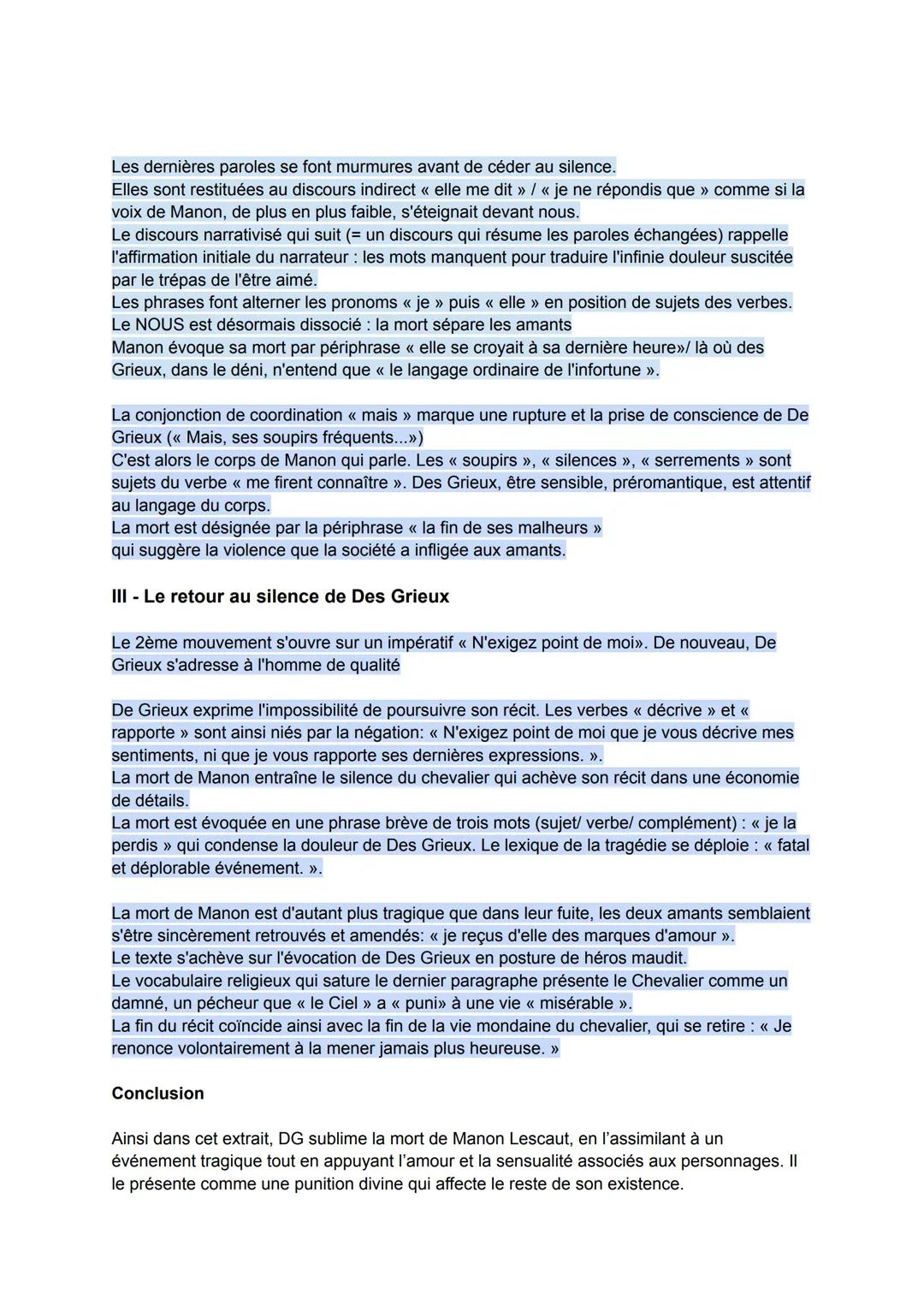 Texte 3- la mort de Manon
Introduction
Le roman d'apprentissage dépeint l'évolution constante des personnages interagissant les
uns avec l