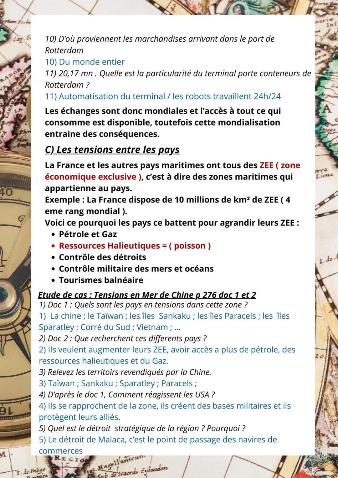 Porte
Plan Fort
F
RADOR
40
Niew
Chapitre 1 Mers et Océans Un monde
Maritimes
A) La Mondialisation des Échanges
P 270 et 271
Pays
Continent
T