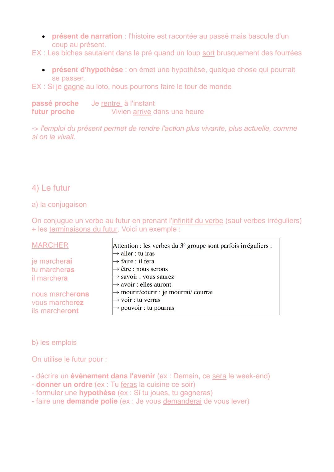 1) L'imparfait
Les temps du passé
FRANÇAIS
a) la conjugaison
Pronoms Personnels
Terminaisons
Je
AIS
Tu
AIS
II, elle, on
AIT
Nous
IONS
Vous
l
