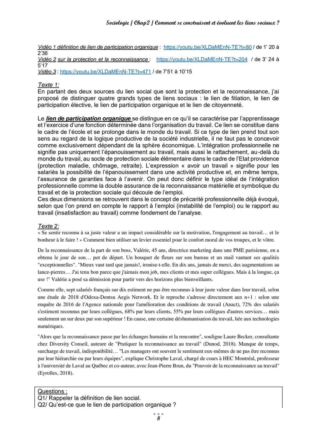 Sociologie/Chap2 / Comment se construisent et évoluent les liens sociaux ?
CH.2: Comment se construisent et évoluent les liens
sociaux ?
Ind