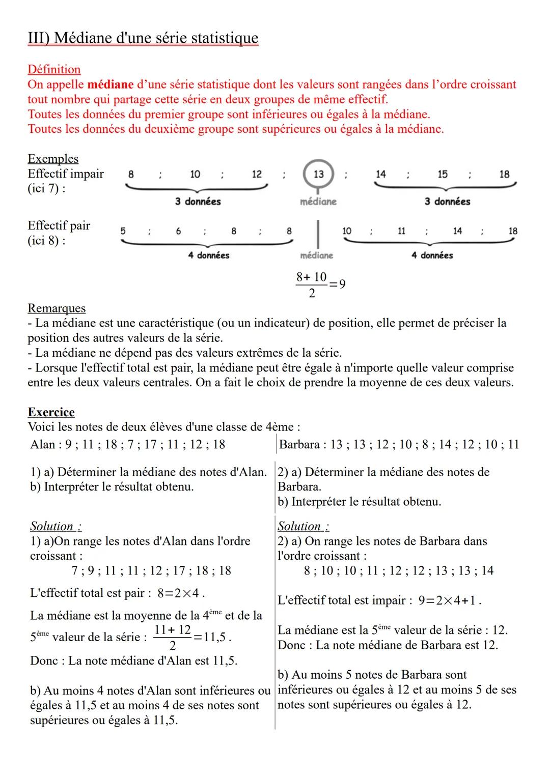 I) Vocabulaire
Statistiques
- Étude statistique : étude d'un caractère dans une population.
- Population: ensemble sur lequel porte l'étude