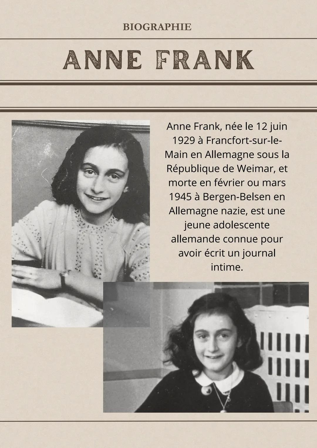 Biographie Anne Frank