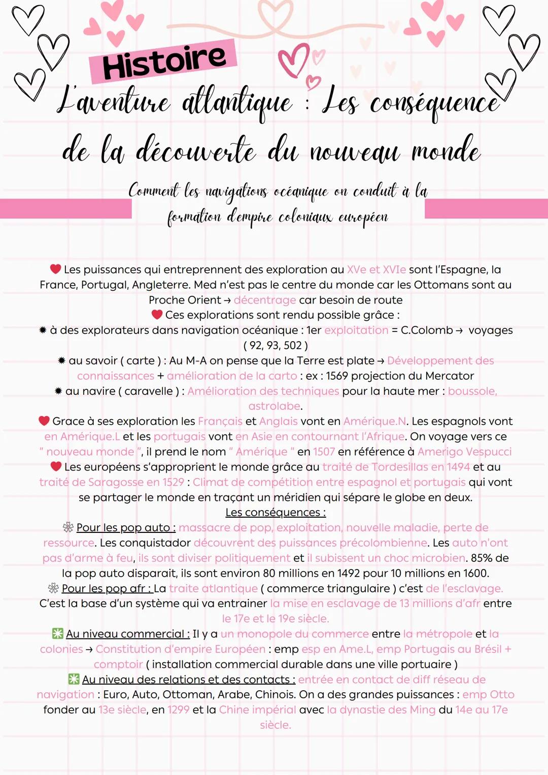 B
Histoire
EBB
L'aventure allantique Les conséquence
de la découverte du
nouveau
monde
Comment les navigations océanique on conduit à la
for