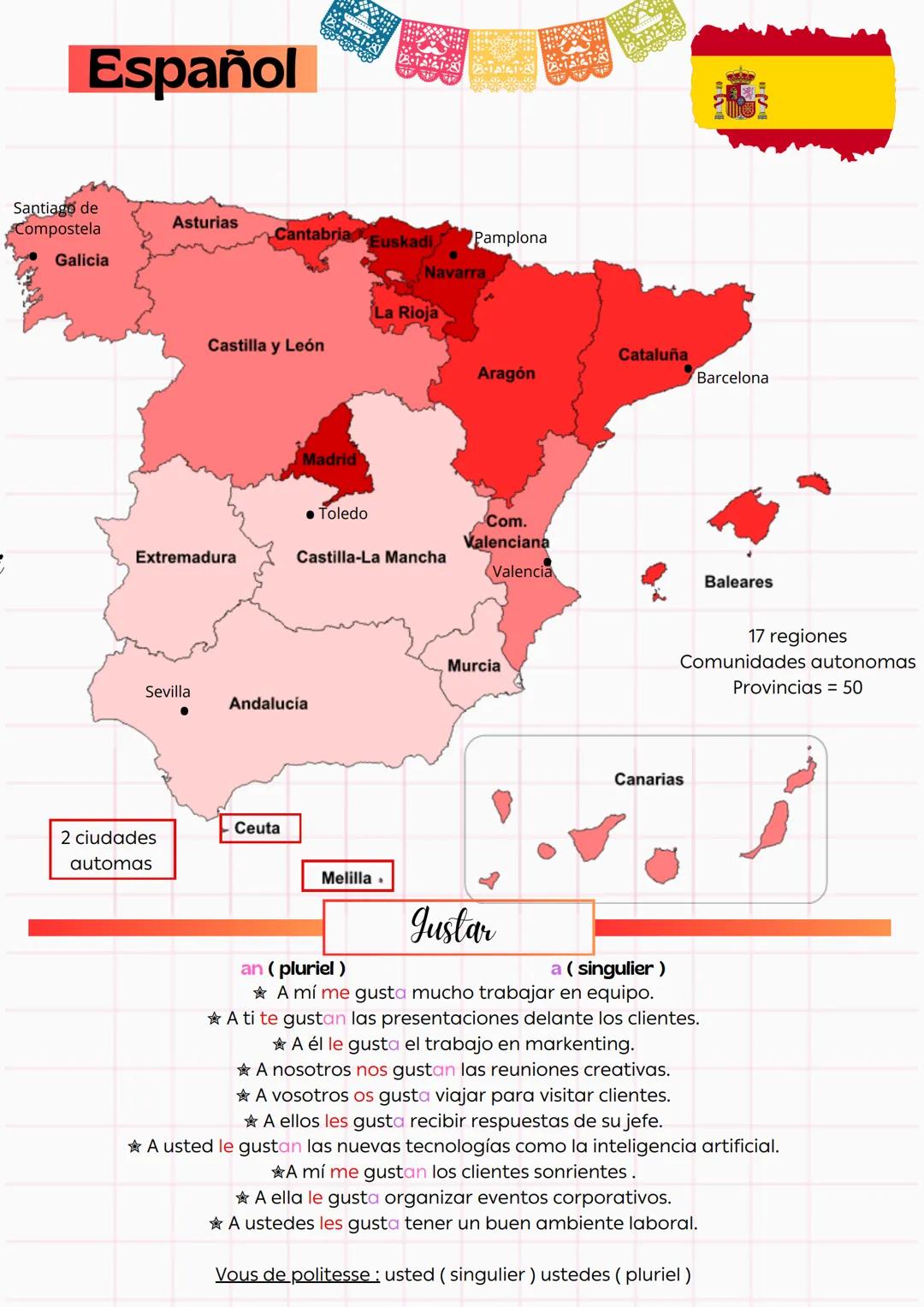 Español
Pamplona
Santiago de
Asturias
Compostela
Galicia
Cantabria Euskadi
Navarra
La Rioja
Castilla y León
Madrid
Cataluña
Aragón
Barcelona