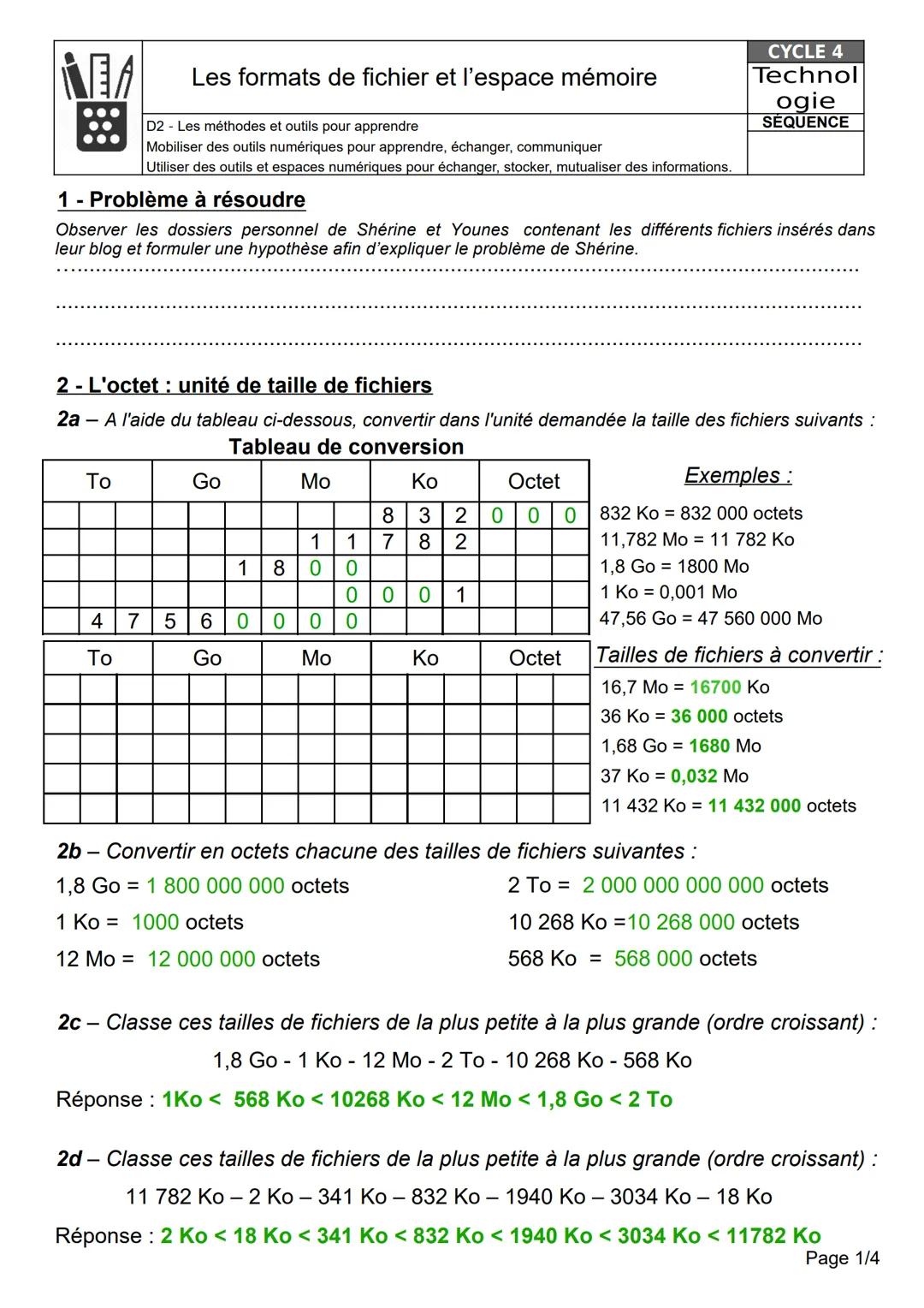 Comment convertir l,octet