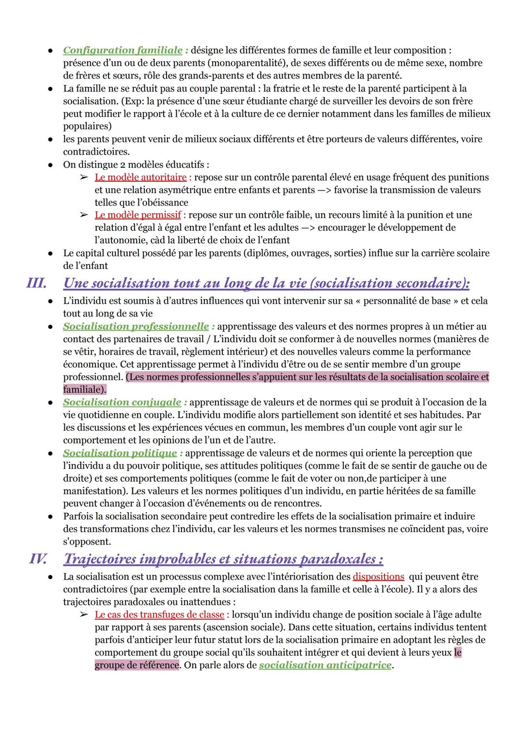 Chapitre 6 : la socialisation, facteur de différenciation des
comportements
I. La socialisation, un processus qui oriente les comportements