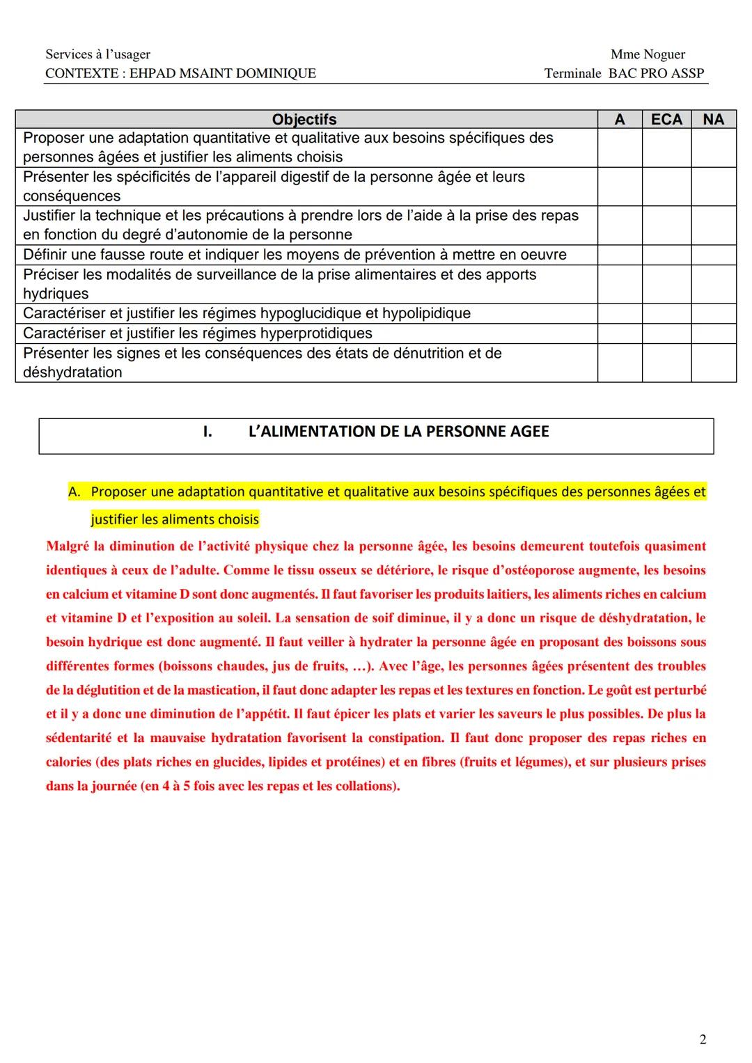 --- OCR Start ---
Services à l'usager
CONTEXTE: EHPAD MSAINT DOMINIQUE
Mme Noguer
Terminale BAC PRO ASSP
Situation professionnelle: Vous tra