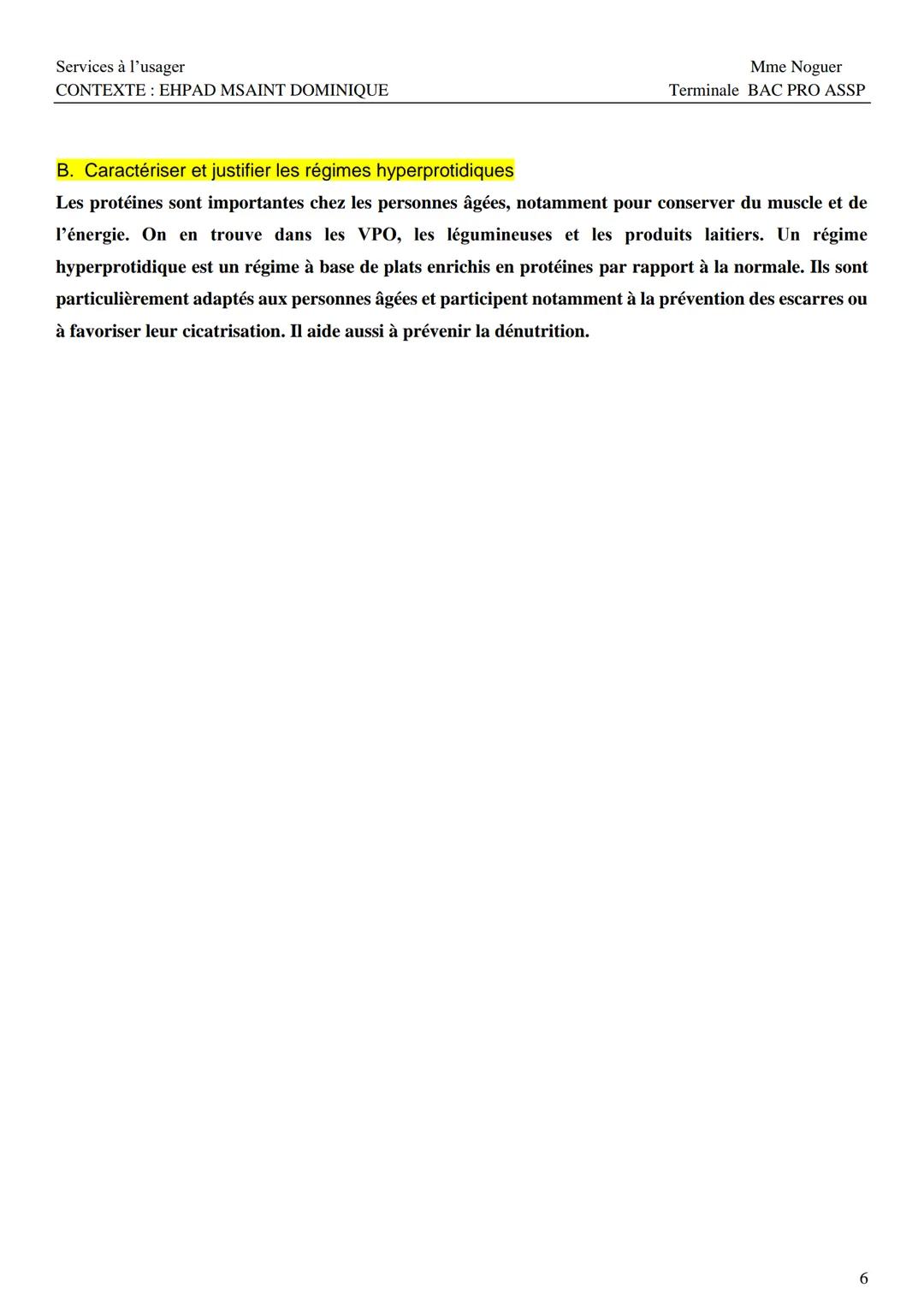 --- OCR Start ---
Services à l'usager
CONTEXTE: EHPAD MSAINT DOMINIQUE
Mme Noguer
Terminale BAC PRO ASSP
Situation professionnelle: Vous tra