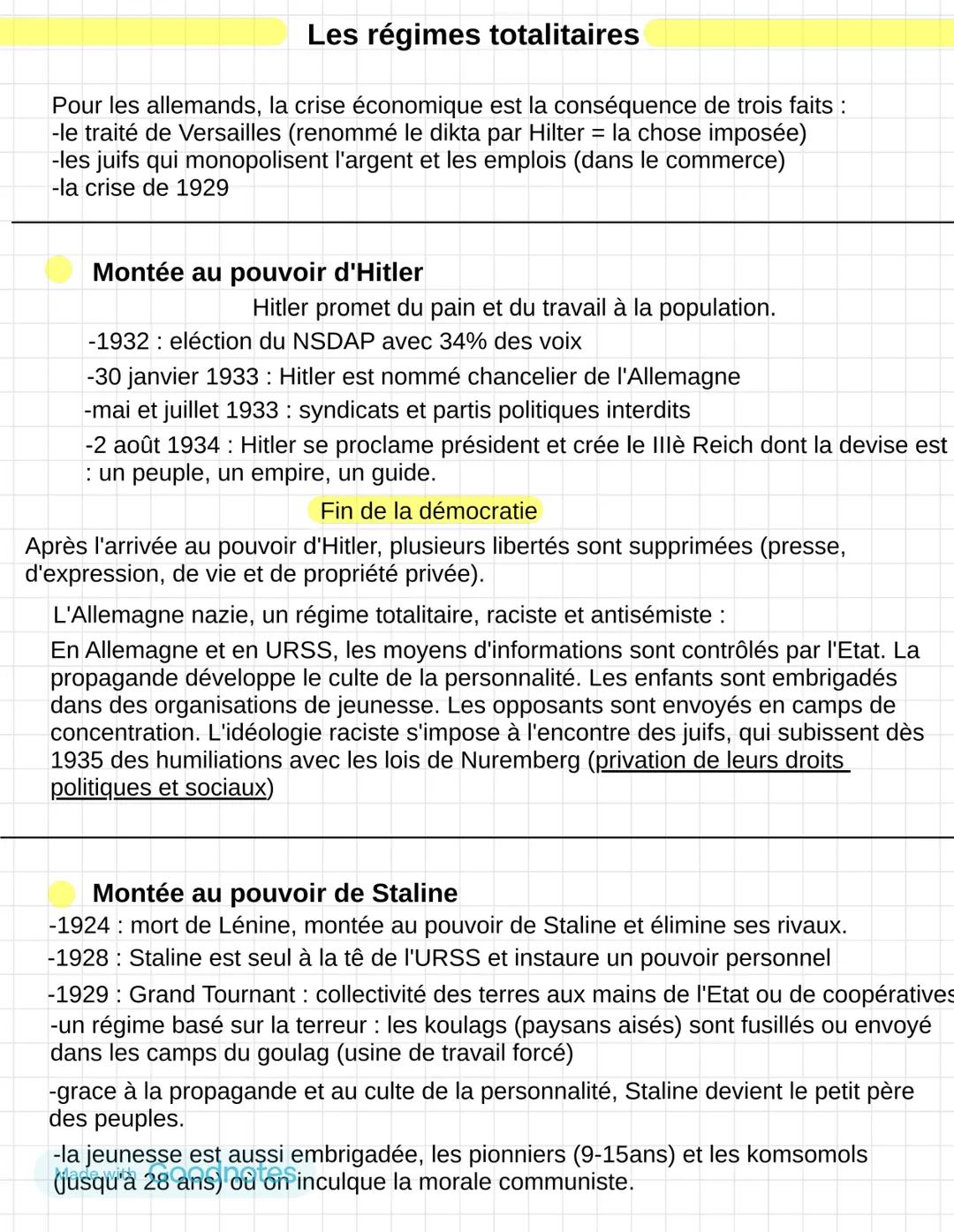 # Les régimes totalitaires
Pour les allemands, la crise économique est la conséquence de trois faits :
-le traité de Versailles (renommé le