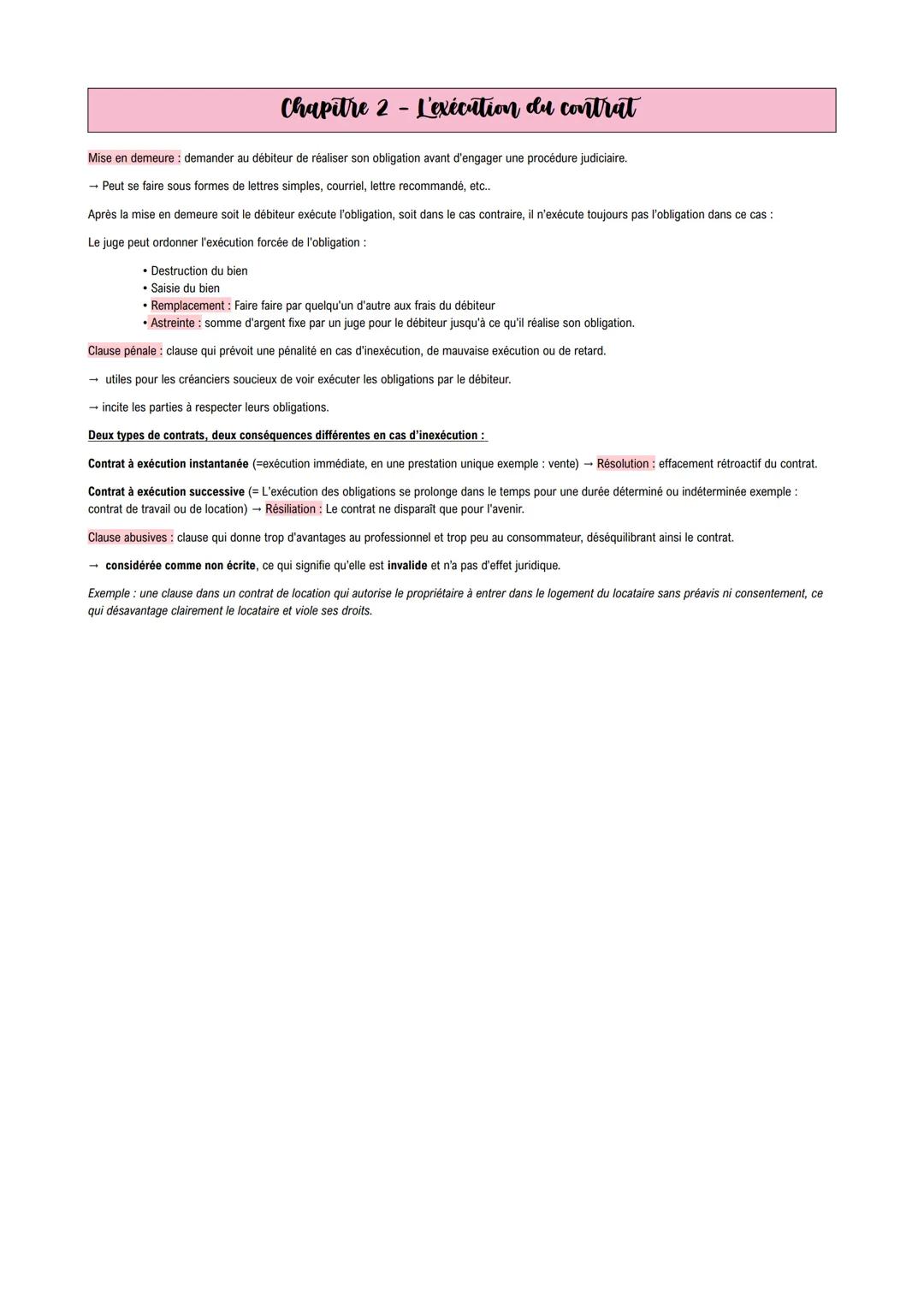 PROGRAMME DE TERMINALE DROIT # Chapitre 1 - La formation d'un contrat
Contrat: accord de volontés entre deux ou plusieurs personnes, destin
