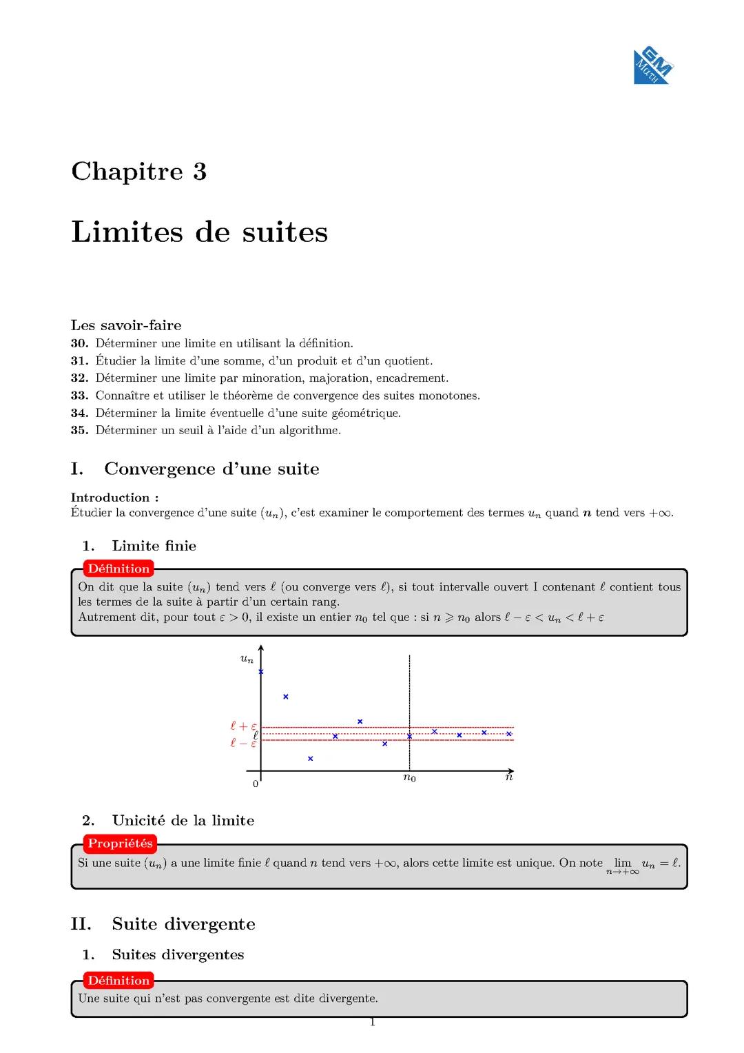 Limite de suite, chapitre trois