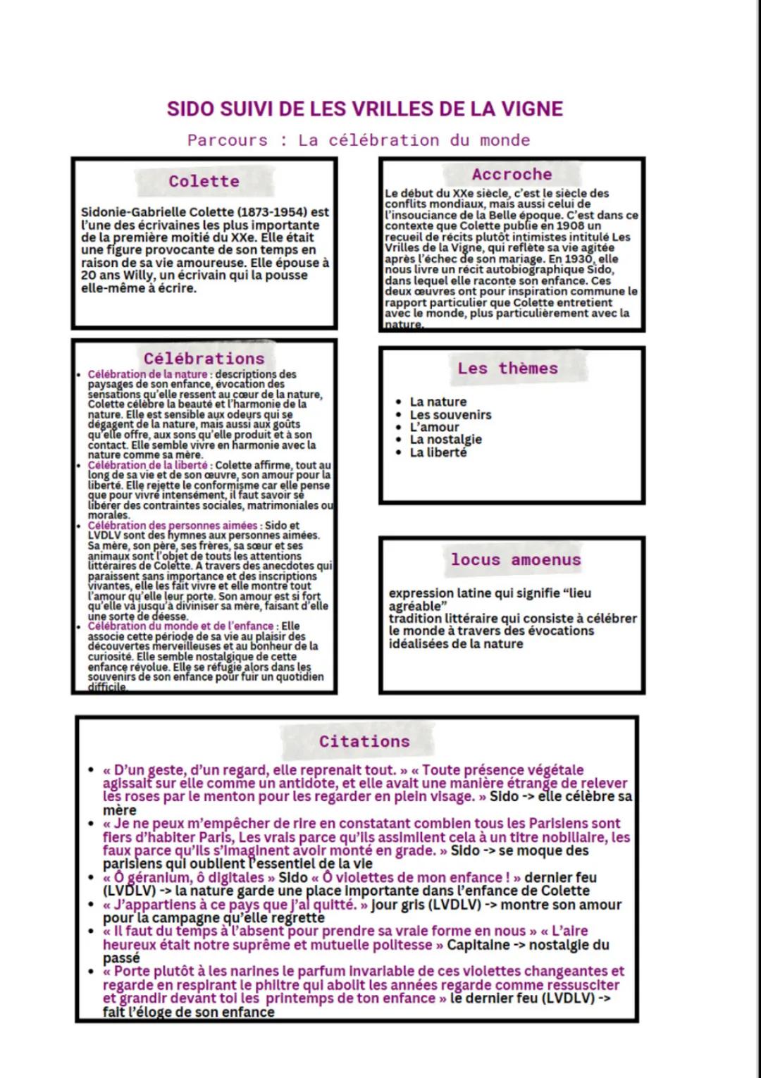 Fiche dissertation Colette