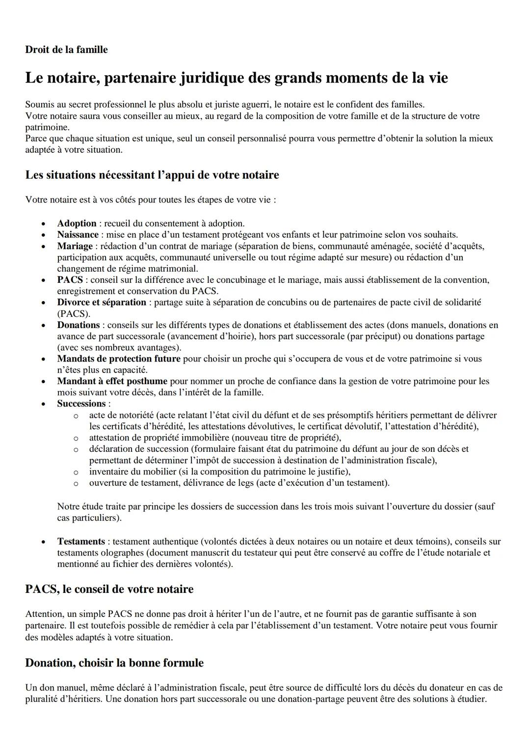 --- OCR Start ---
Droit de la famille
Le notaire, partenaire juridique des grands moments de la vie
Soumis au secret professionnel le plus a