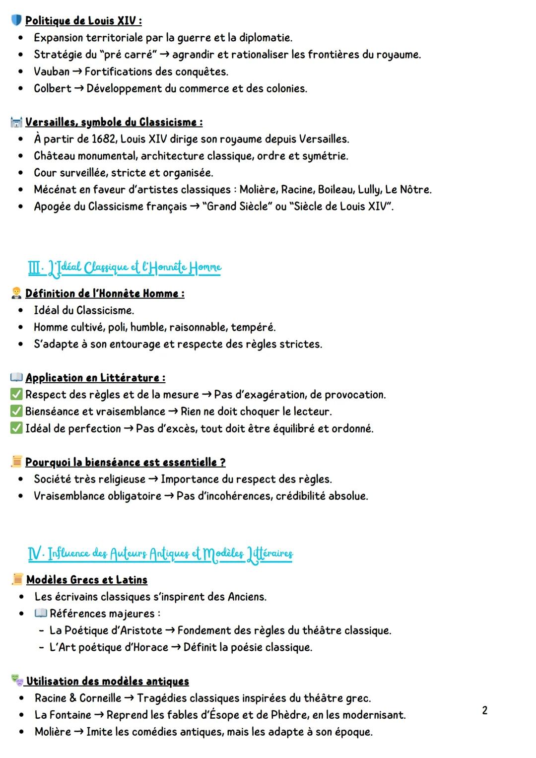 # FRANÇAIS
Le Classicisme
I. Définition du classicisme
Le classicisme est un mouvement culturel, esthétique et artistique qui se développe