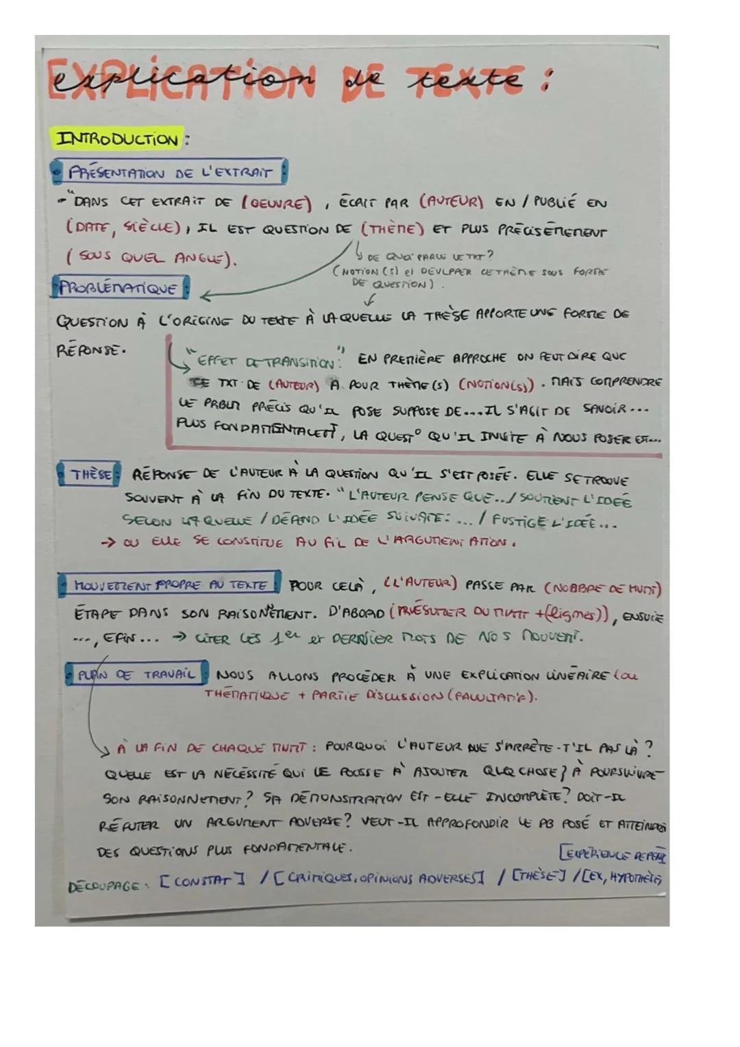 # explication de texte :
INTRODUCTION:
- PRESENTATION DE L'EXTRAIT
- "DANS CET EXTRAIT DE (GEUVRE), ECAIT PAR (AUTEUR) EN/PUBLIÉ EN
- (D