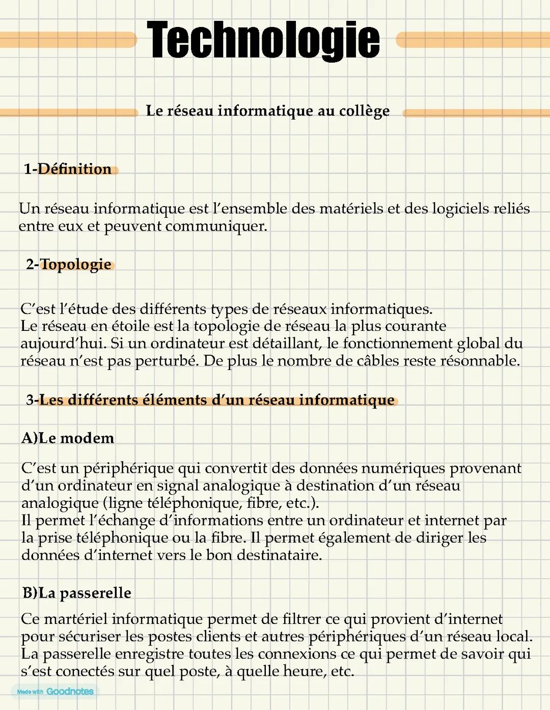 Le réseau informatique au collège