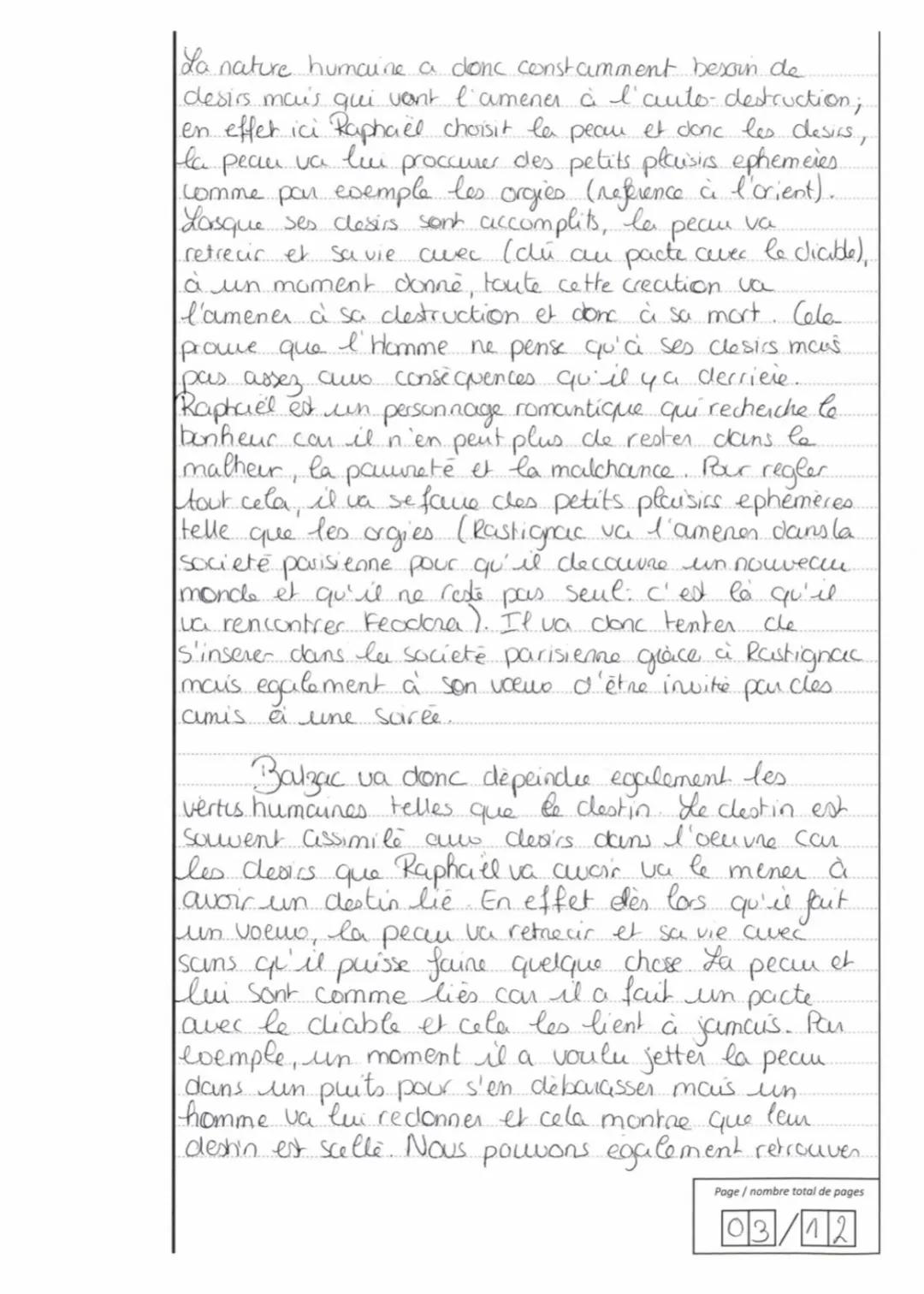 --- OCR Start ---
Français écrit -
Baccalauréat général
17/
20
Appréciation : Exploitation pertinente des
connaissances: Le roman est bien c