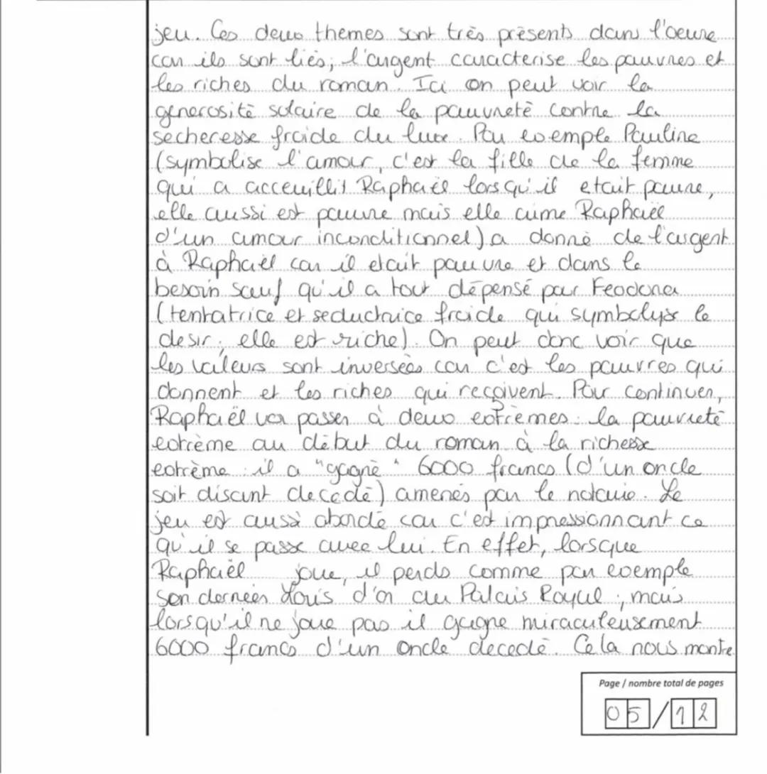 --- OCR Start ---
Français écrit -
Baccalauréat général
17/
20
Appréciation : Exploitation pertinente des
connaissances: Le roman est bien c