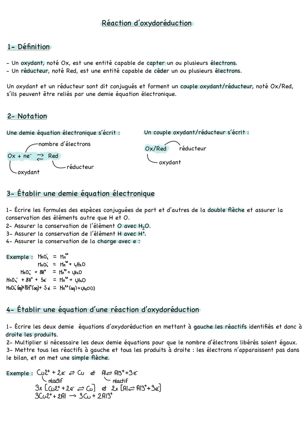 Réaction d’oxydotéduction