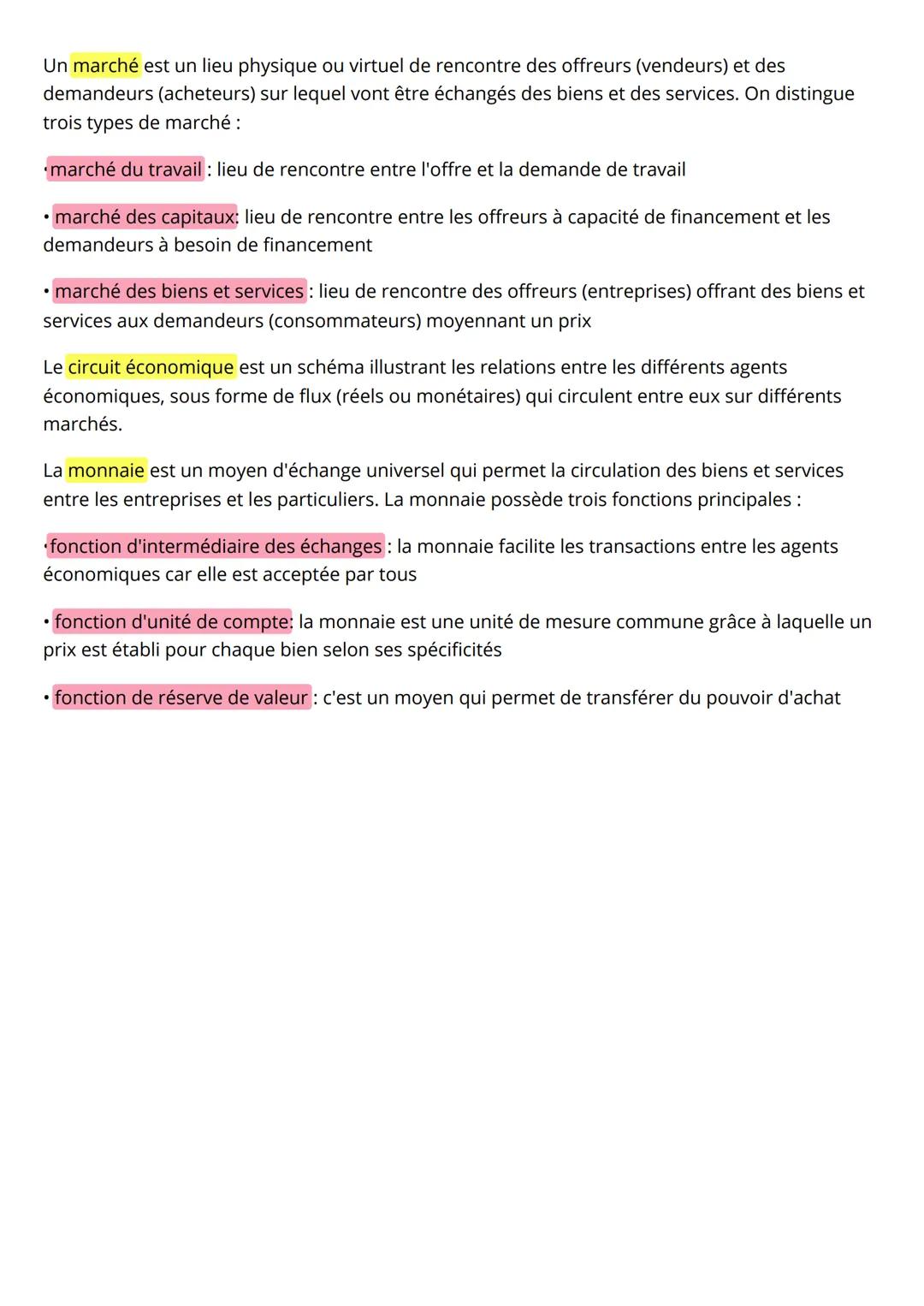 --- OCR Start ---
Définition
Économie
Chapitre 1: Les agents économiques et les différents types de biens et services
biens libres :disponib