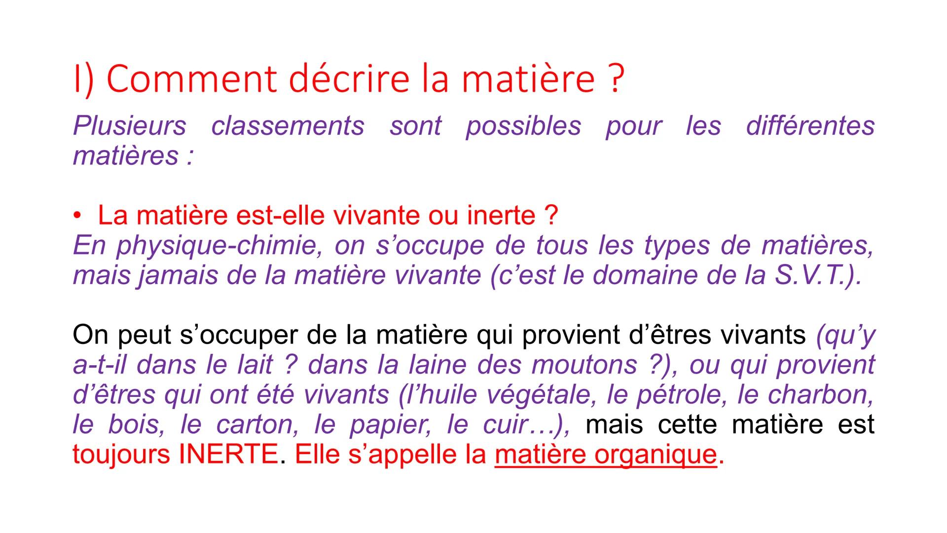 # Leçon n°3 : La diversité de la
matière
Objectifs :
- Connaître les noms des cinq grande familles de matériaux ;
- Savoir classer les maté