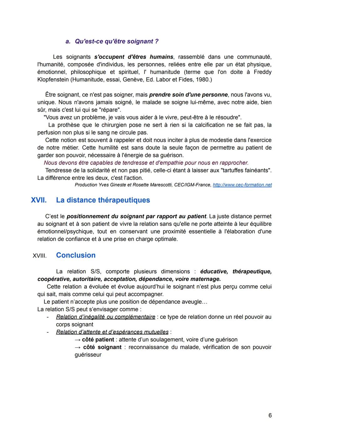 --- OCR Start ---
La relation de soignant - soigné et ses
aspects
1.
Introduction
De tout temps les soins ont comporté une dimension relatio