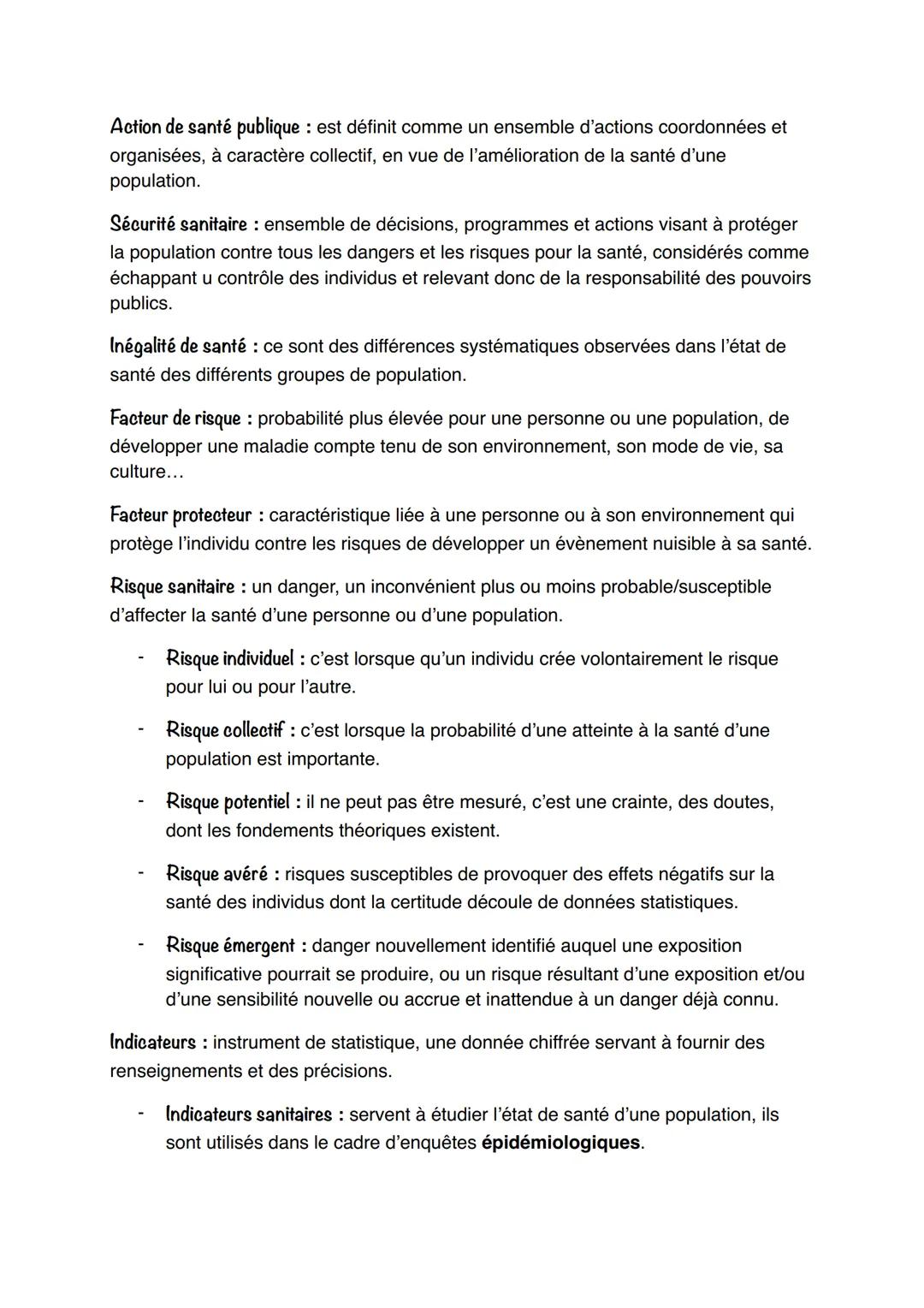 --- OCR Start ---
Sanitaire ler ST2S
Santé : état de complet bien-être physique, mental et social, qui ne consiste pas
seulement en l'absenc