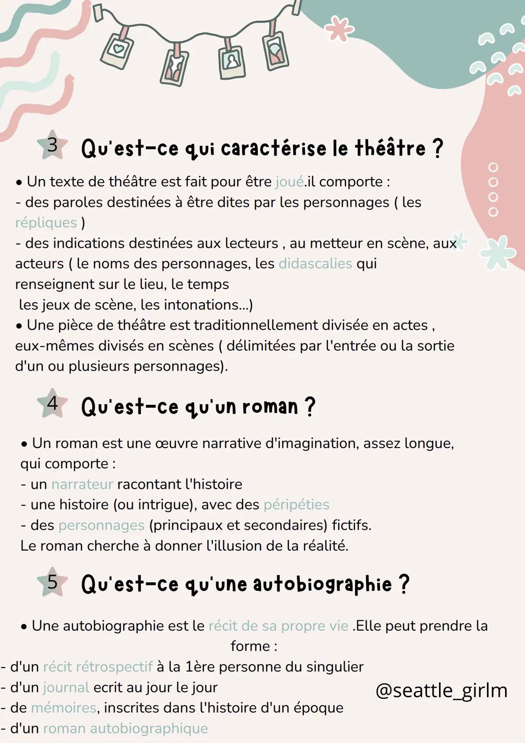 --- OCR Start ---
Le genre d'un texte
Les questions clés du brevet
• À quel genre littéraire appartile texte
• Dans de nombreux sujets de ré