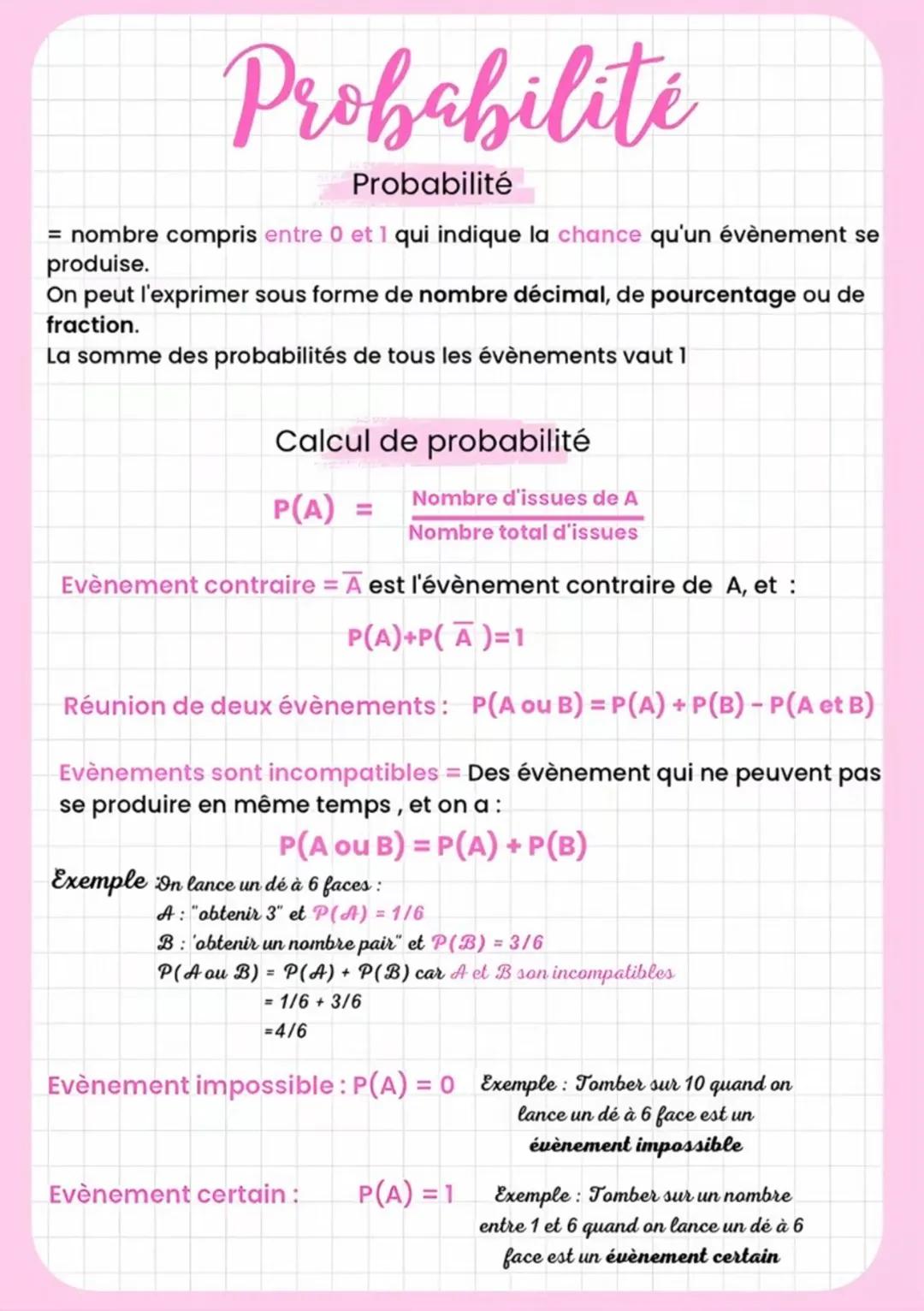 Probabilité - Fiche de révision