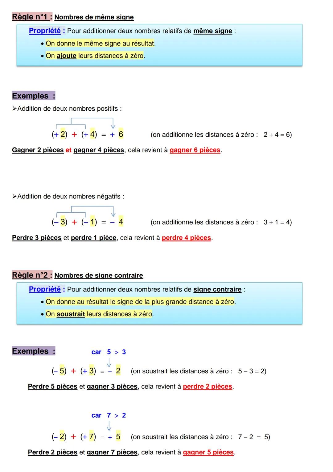 # Les nombres relatifs
**1** Introduction : Des nombres déjà rencontrés
DÉFINITIONS :
- Un nombre relatif est formé d'un signe et d'un no