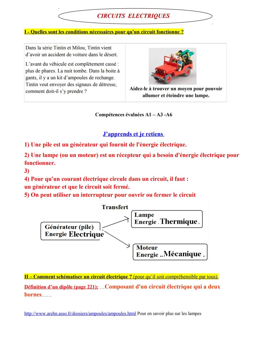 Le circuit électrique