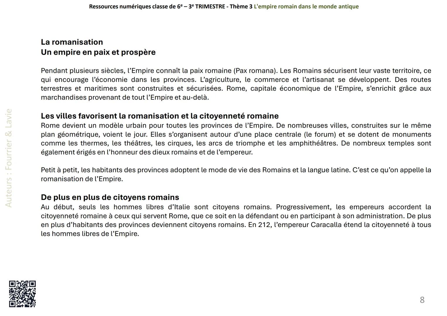 Ressources numériques classe de 6º -3º TRIMESTRE - Thème 3 L'empire romain dans le monde antique
THÈMe 3 L'empire romain dans le monde
Thè