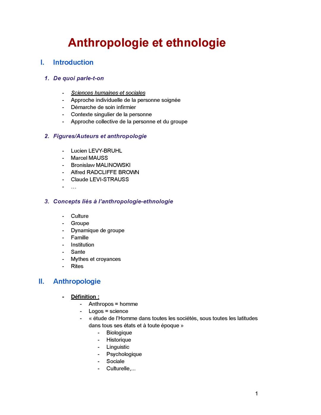 Anthropologie et ethnologie ESI