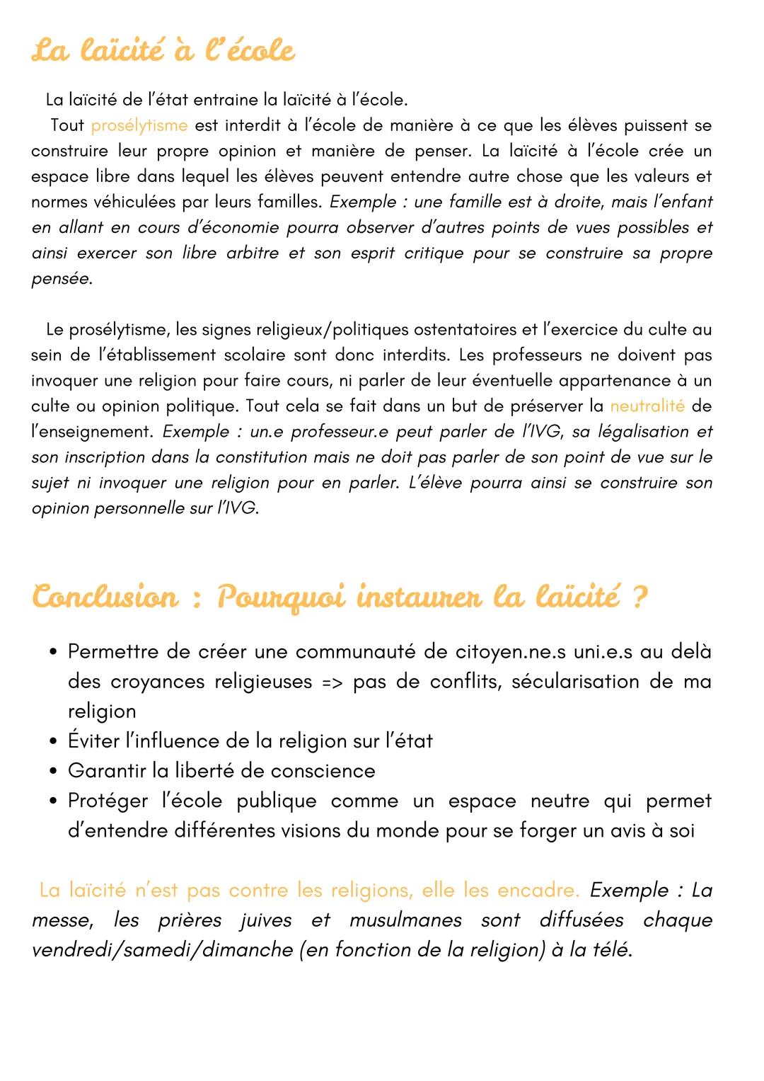 •• La laïcité..
..
1905: Séparation de
l'église et de l'état
Cette séparation entraine la neutralité
de l'état.
Avant, la religion était pr