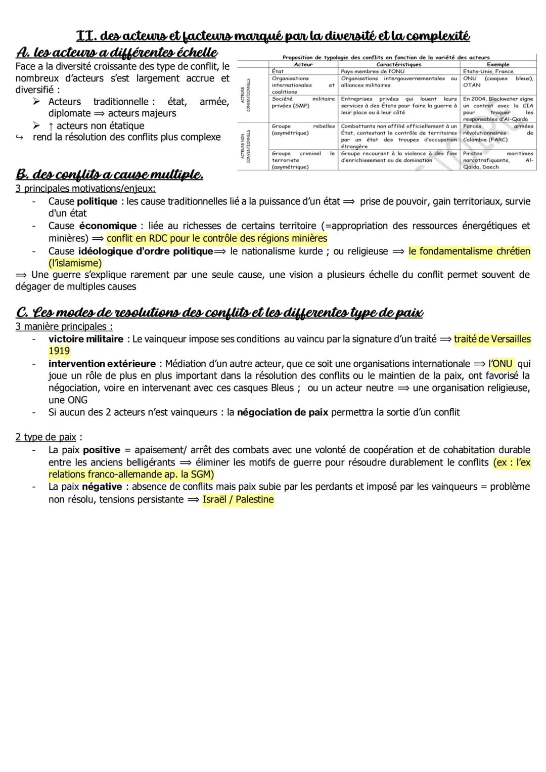 # THEME 2 : Faire la guerre faire la paix
Introduction: les différentes formes de conflits et tentative de paix dans le monde
Définition d