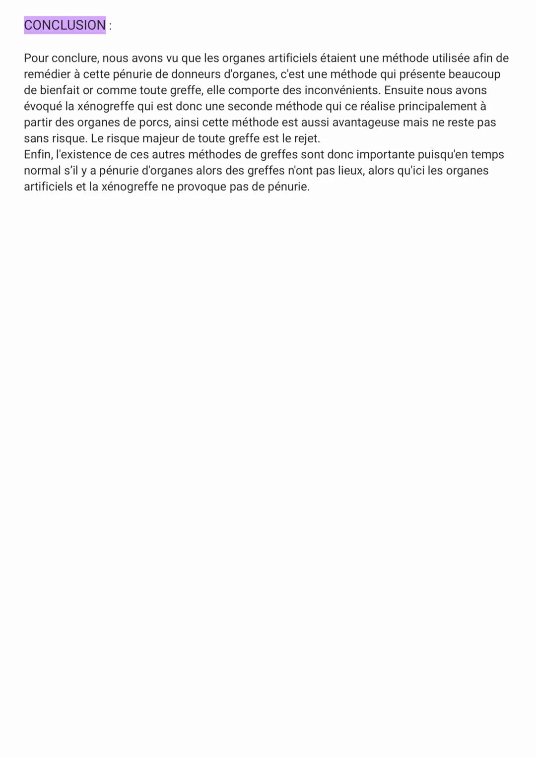 # ORAL SVT
Quelles méthodes peut-on utiliser pour remédier au manque de donneurs d'organes ?
Bonjour, je m'appelle ............, je suis u