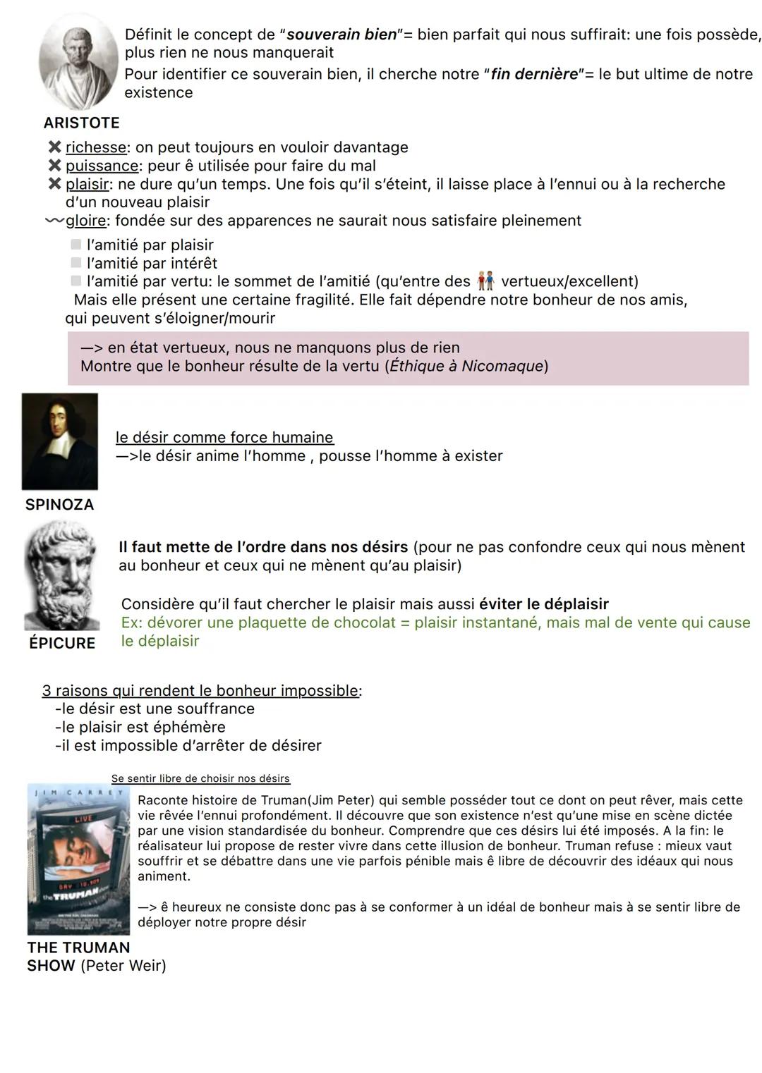 --- OCR Start ---
Chapitre 3: LE BONHEUR
Le bonheur = un état de satisfaction stable et durable
-> une absence de souffrance dans le corps e