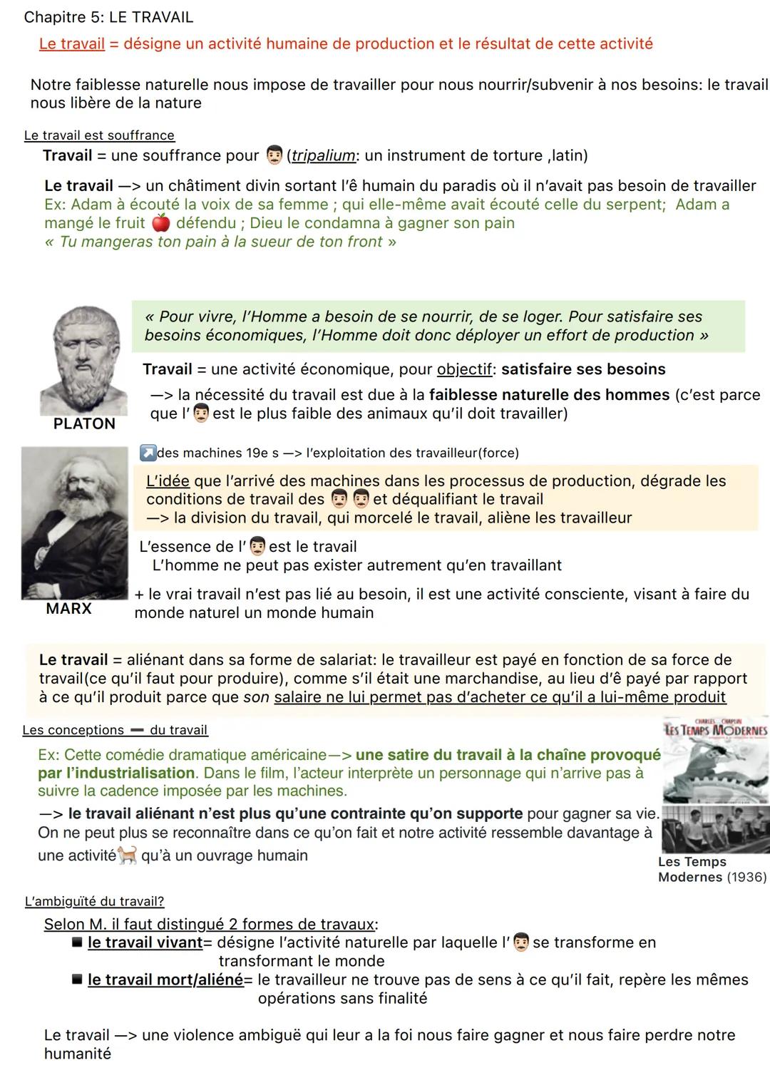 Chapitre 5: LE TRAVAIL
Le travail = désigne un activité humaine de production et le résultat de cette activité
Notre faiblesse naturelle nou