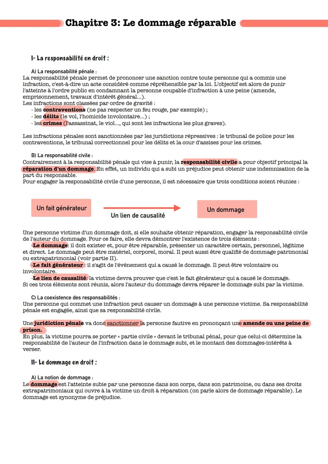 # Chapitre 3: Le dommage réparable
# I- La responsabilité en droit:
A) La responsabilité pénale:
La responsabilité pénale permet de prononc